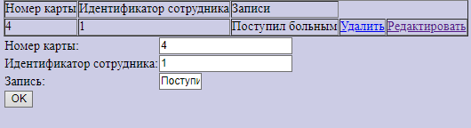 Просмотр и редактирование данных из БД «Анамнез»